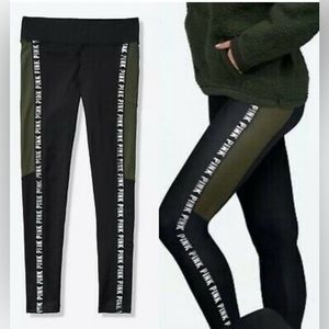 Victoria Secret Olive Green & Black Colorblock Leggings Size Small NWOT
